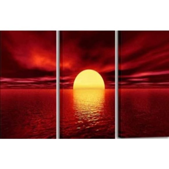 Other Wieco Art Red Sun Canvas Prints Wall Art Ocean Sea Beach